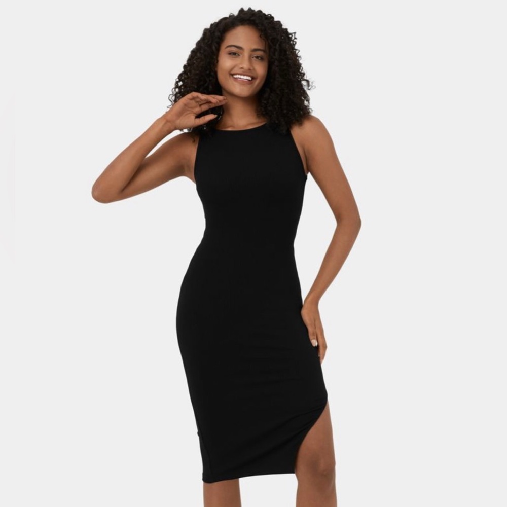 HALARA Backless Twisted Cut Out Sleeveless Side Split Bodycon Midi Casual Dress